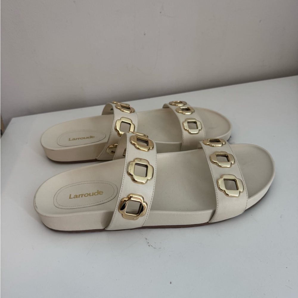 Larroudé Milan Slide In Ivory Leather 9.5 ivory leather - Picture 7 of 12